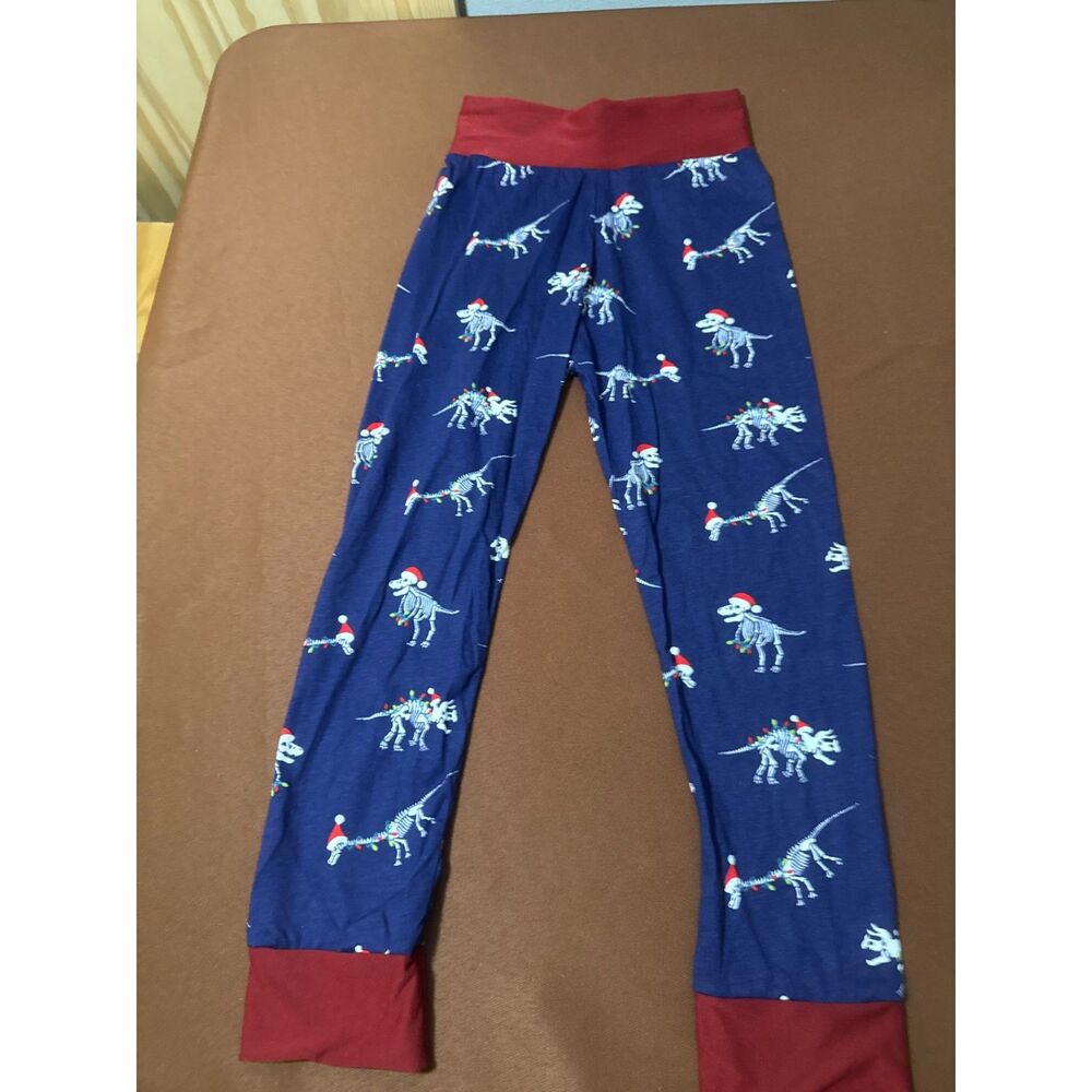 5-6T Christmas Dinosaur Pants Joggers Double Brushed Polyester Loose Waist Fit